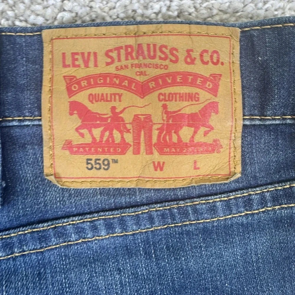 Levi's 559 Relaxed Straight Jeans Men 46x30 Blue Medium Wash Stretch‎ Denim